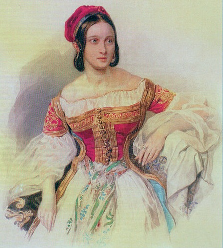 На акварельном портрете натурщицы видны голубые глаза и русые волосы