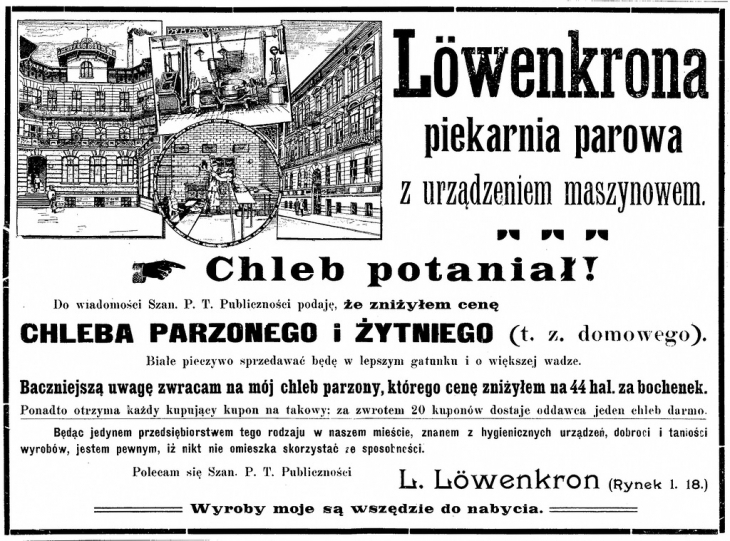 Реклама пекарні, «Кур’єр Станиславівський» від 26 червня 1910 р.