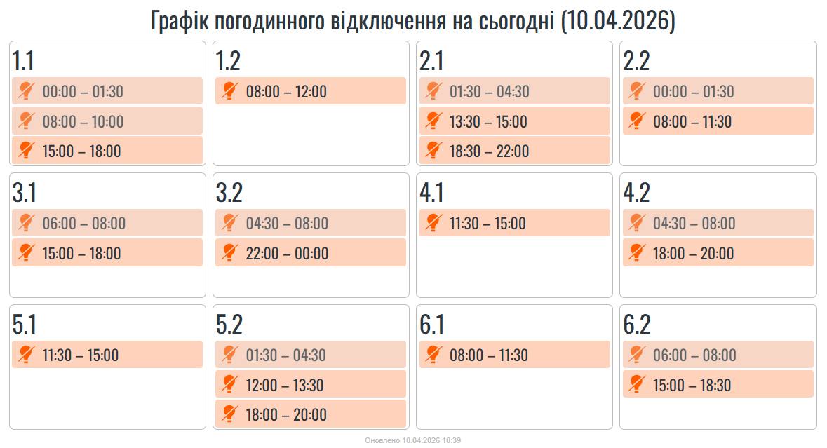 На Прикарпатті оновили графіки погодинних вимкнень світла на десяте квітня