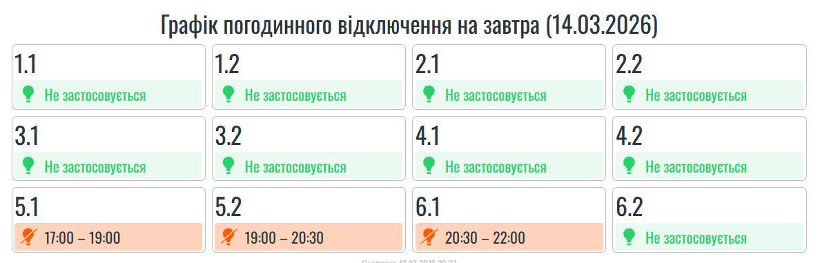 На Івано-Франківщині 14 березня вимикатимуть світло (ГРАФІК)