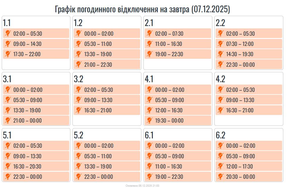 На Прикарпатті сьомого грудня вимикатимуть світло (ГРАФІК)