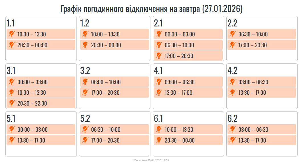 На Івано-Франківщині 27 січня вимикатимуть світло (ГРАФІК)