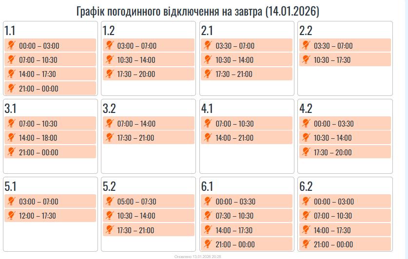 На Івано-Франківщині 14 січня вимикатимуть світло (ГРАФІК)
