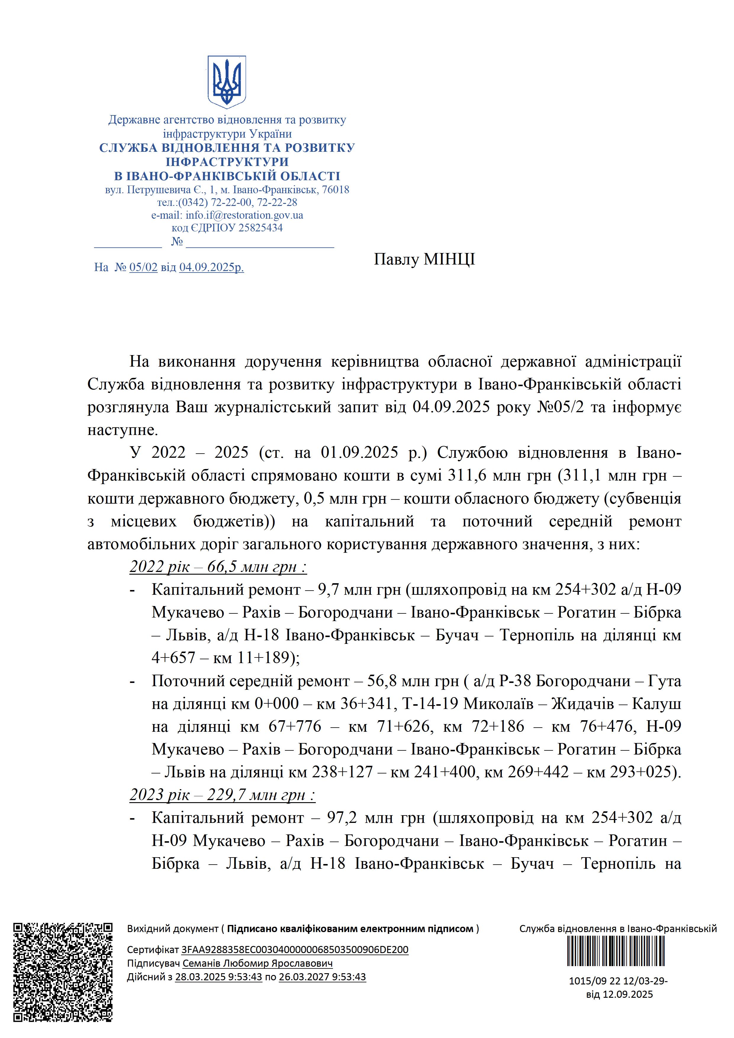Скільки коштують дороги Івано-Франківської області?
