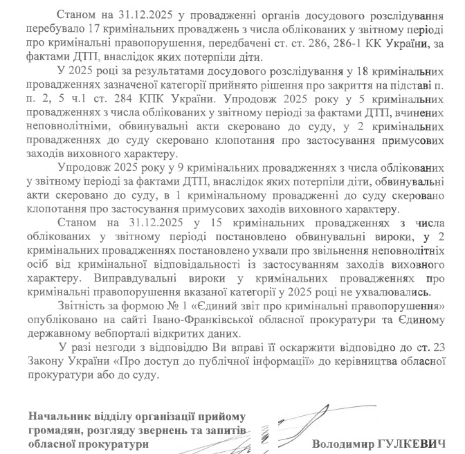 Дорожньо-транспортні пригоди на дорогах Івано-Франківщини: скільки аварій і які вироки були у 2025 році