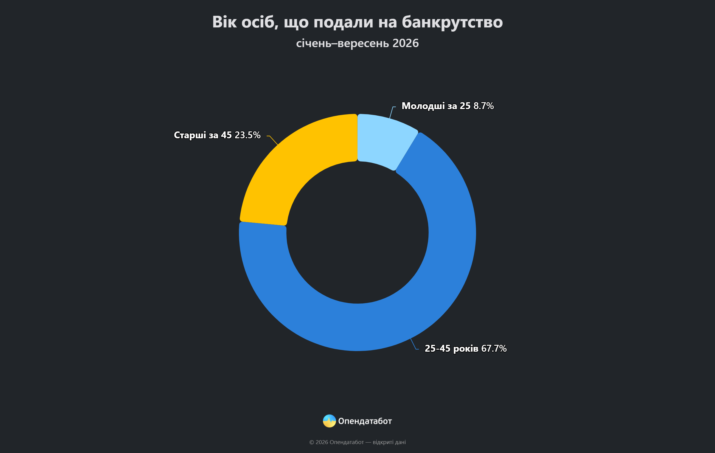 інфографіка: вік осіб, що подали на банкрутство