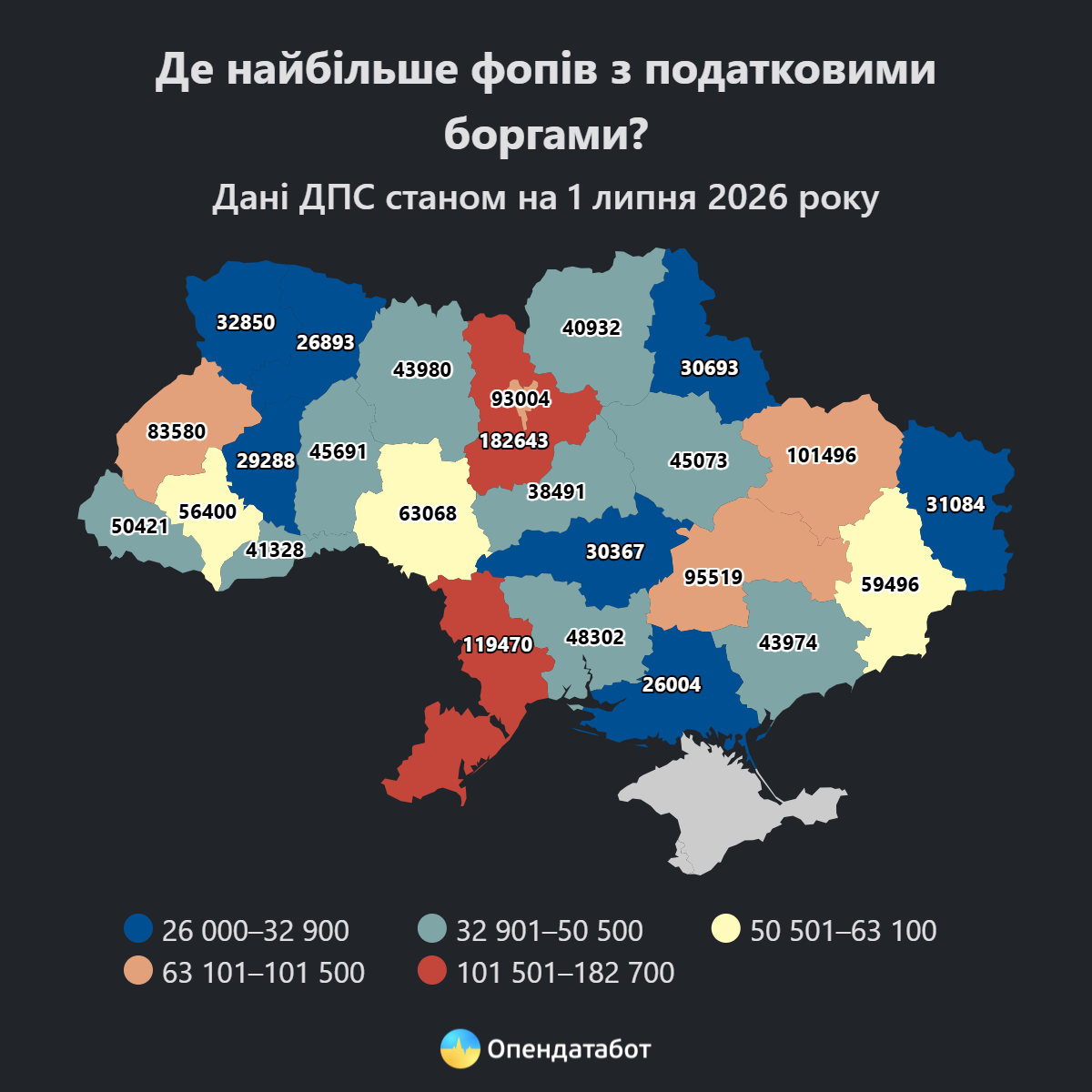 інфографіка: де найбільше фопів з податковими боргами